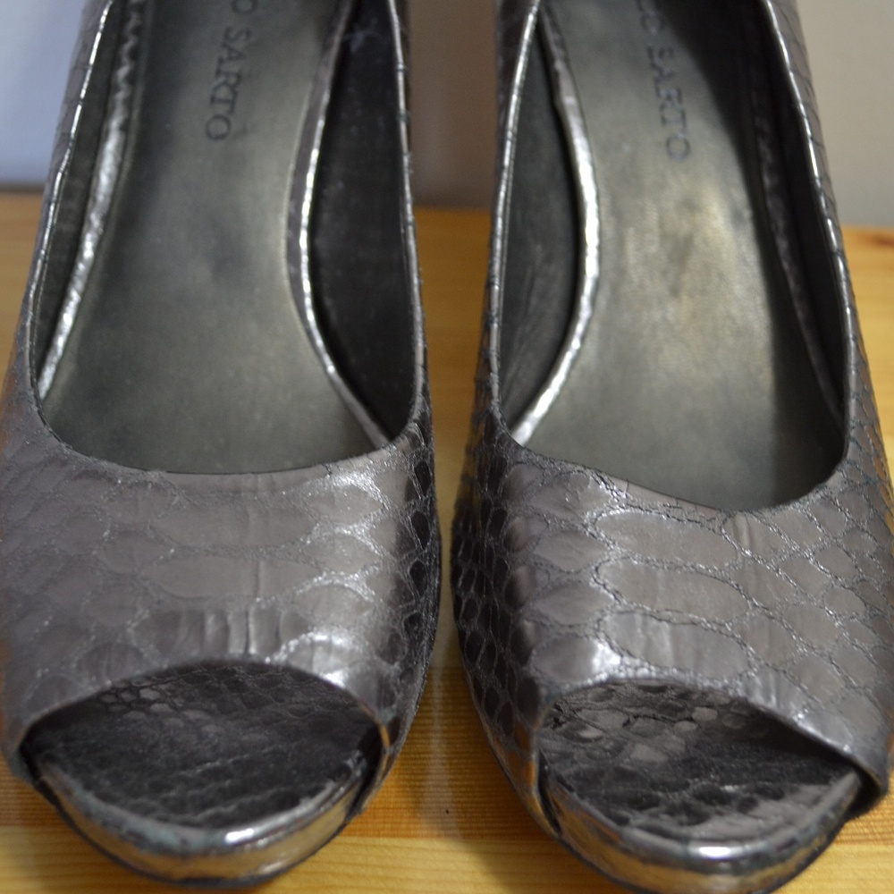 Franco Sarto Silver Python Platform Pumps - image 1